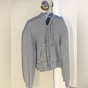 Gray Cropped Zip Up